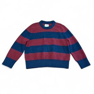 Abercrombie & Fitch Striped Navy and Deep Red Sweater Size M